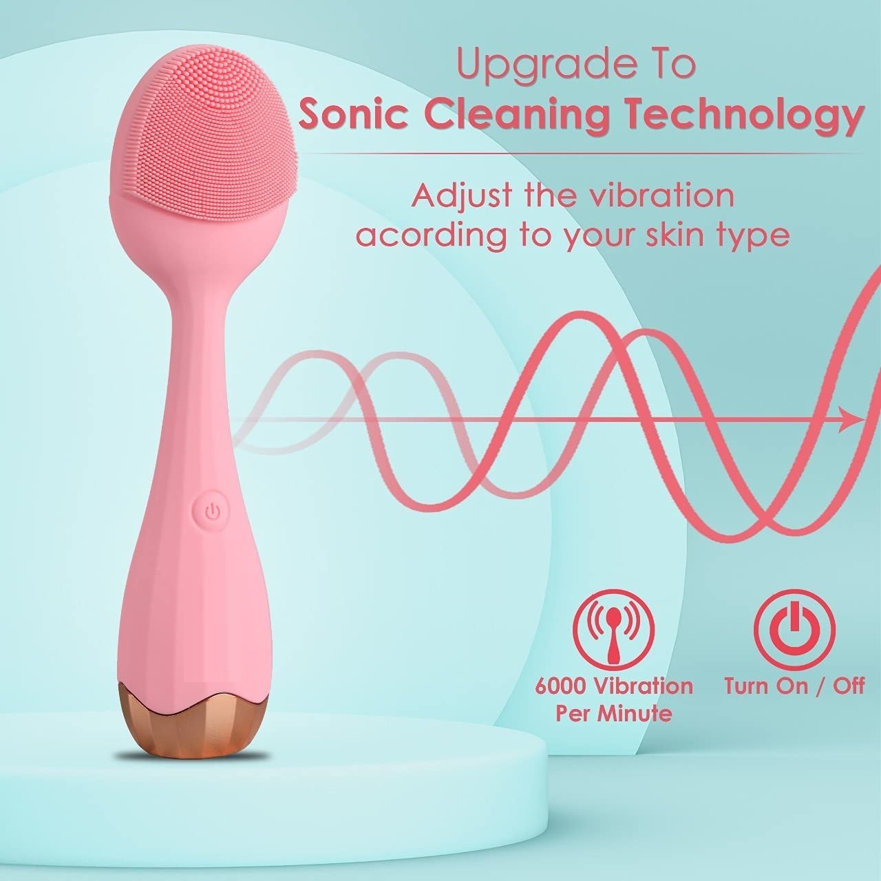 Sonic Facial Cleansing Massager, Smart Facial Cleansing Device with Silicone