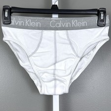 Vintage Calvin Klein High Cut Briefs White 100 Cotton Hong Kong Large CK 90s
