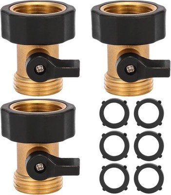 3 Pack 3/4'' Brass Garden Hose Shut Off Valve1-Way Restricted-Flow Water Shut
