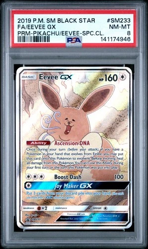 2019 EEVEE GX SM233 PIKACHU-GX & EEVEE-GX SPECIAL COLLECTION POKEMON PSA 8