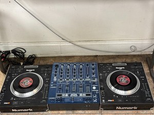 Pair of Numark V7 Motorized DJ Controllers Vintage Professional 4-Channel Mixer