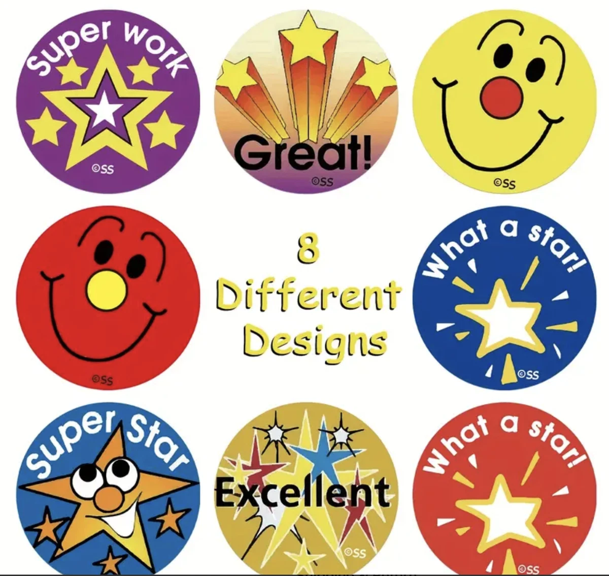 Positive Reward Encouragement Stickers 2.5cm 50/100pc Teacher Kids Award Merit