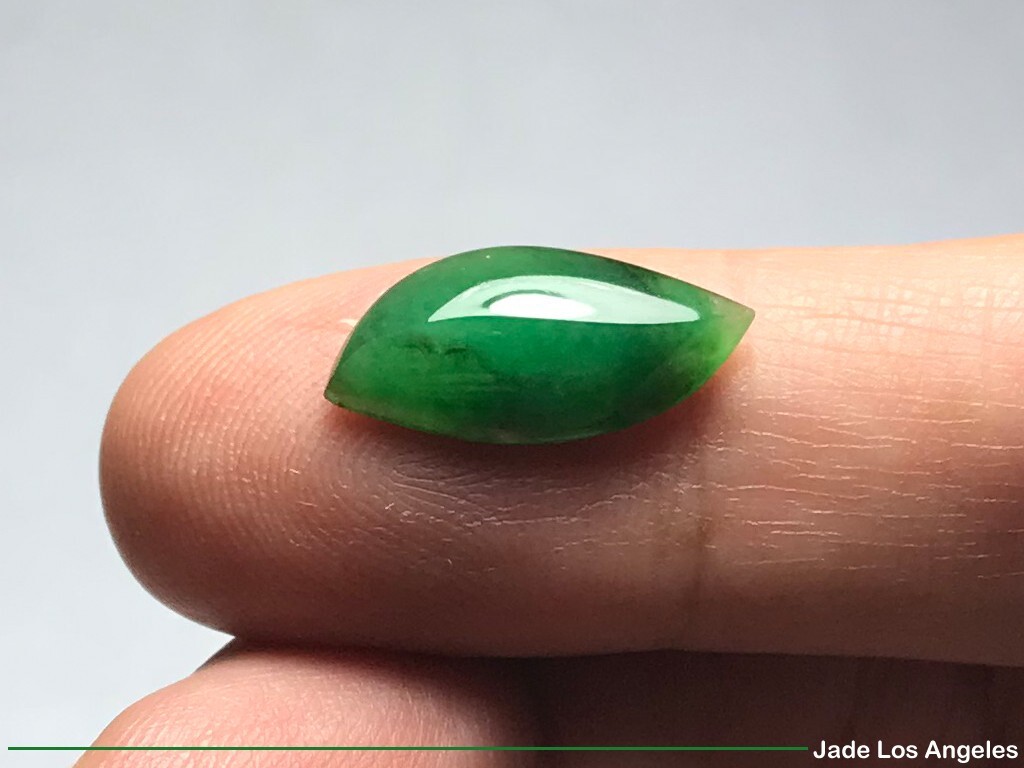 Vintage 1980's Along Shape Translucent Emerald Green Jadeite