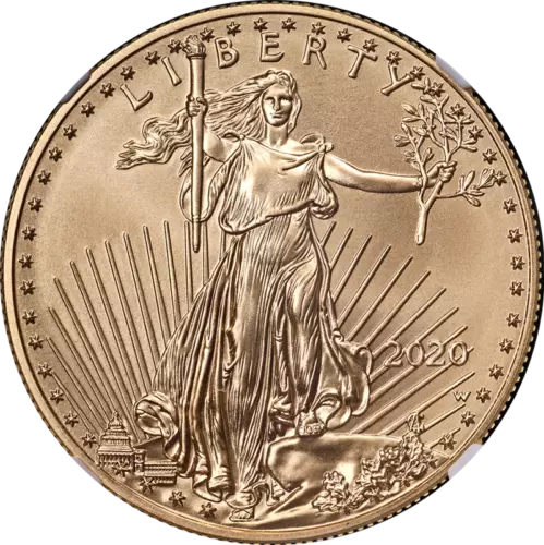 2020-W Gold American Eagle $50 NGC MS70 Burnished Brown Label
