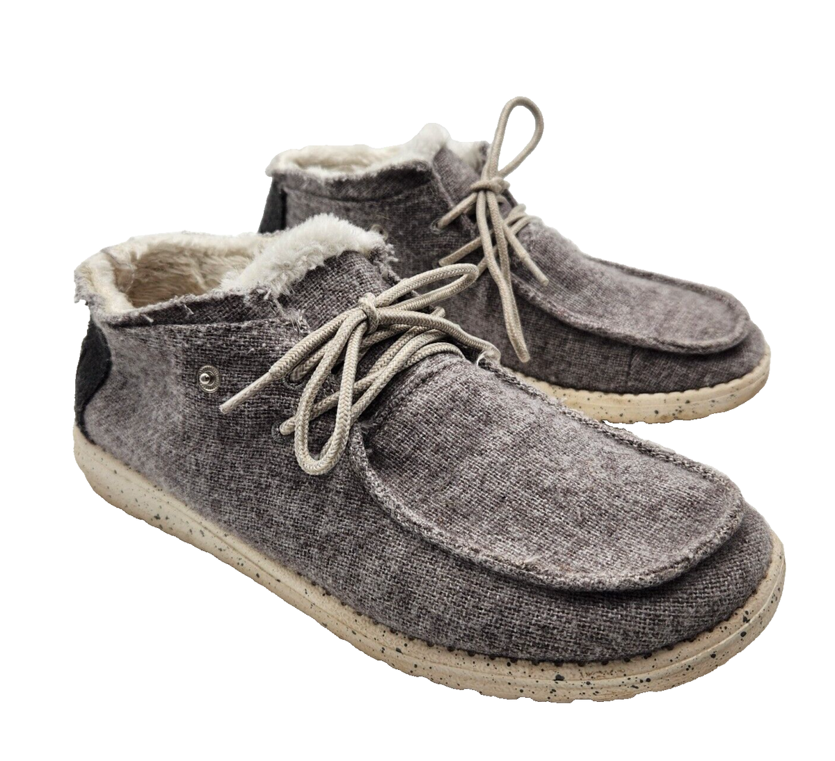Faux Fur Lined Hey Dudes Grey With Fur Shoes Hey Dude Wendy Gray