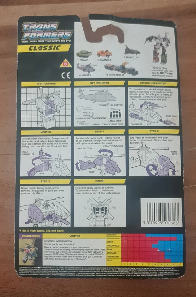 Vintage 1990 HASBRO Transformers G1 Decepticon Vortex Combaticon Bruticus Hasbro - Image 4 of 4