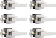 6 Pack Probrico Square Rosette Passage Door Levers Set Door Handles Satin Nickel