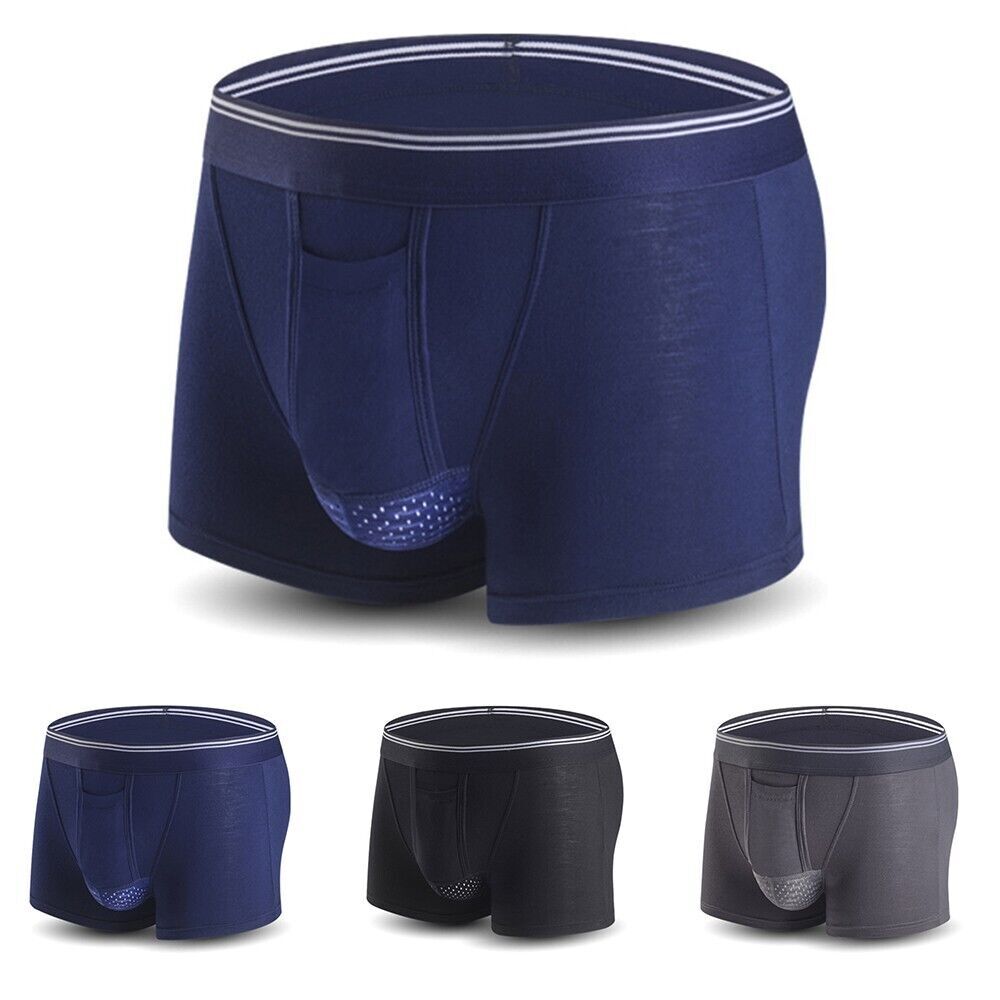 Underwear Black/Grey/Sapphire Blue Boxer Breathable Briefs L-3XL Lingerie