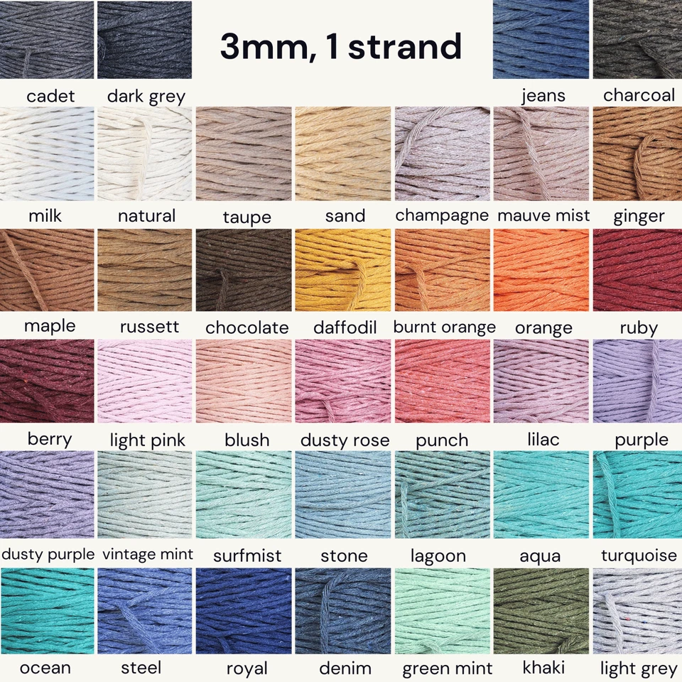 5 rolls of macrame cord 3mm 4mm 5mm variety of colours bulk buy 3 strand twisted - image 2 of 4