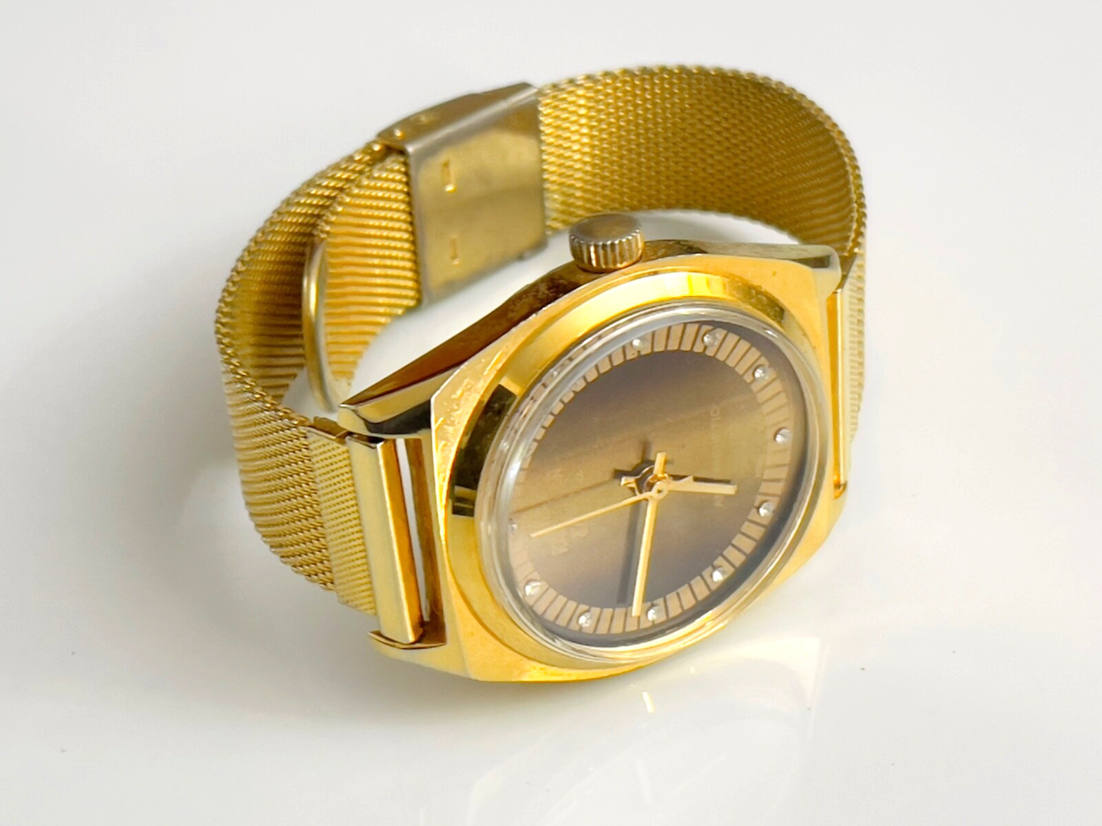 Vintage KRONOTRON Swiss Made gold watch Kronotron Electra Watch Swiss Made Gold Diamonds Works  main image 3