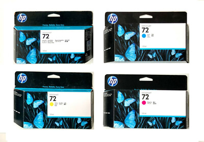 4 Original HP Ink No. 72 DesignJet T610 T790 T1100 / C9370A -C9373A Cartridges