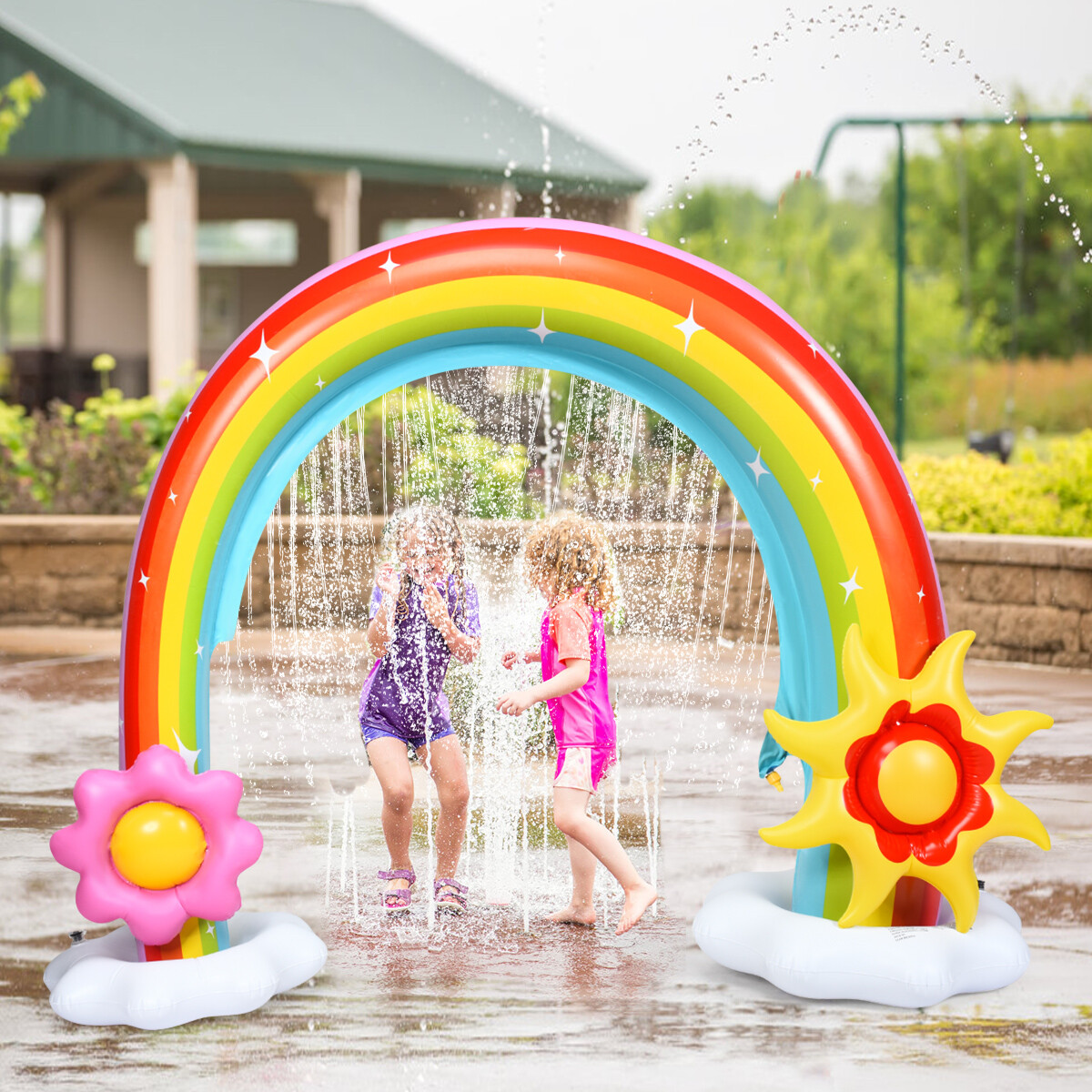 summer waves inflatable rainbow sprinkler