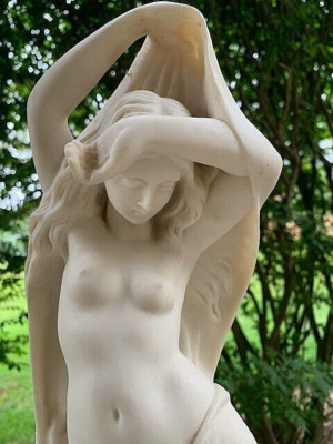Very Old NIGHT Statue After James Pradier LA NUIT, Nude MARBLE / ALABASTER 19''H