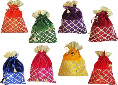 Set Mit 8 Handmade Indian Ethnisch Clutch Seide Potli Batwa Beutel Tasche