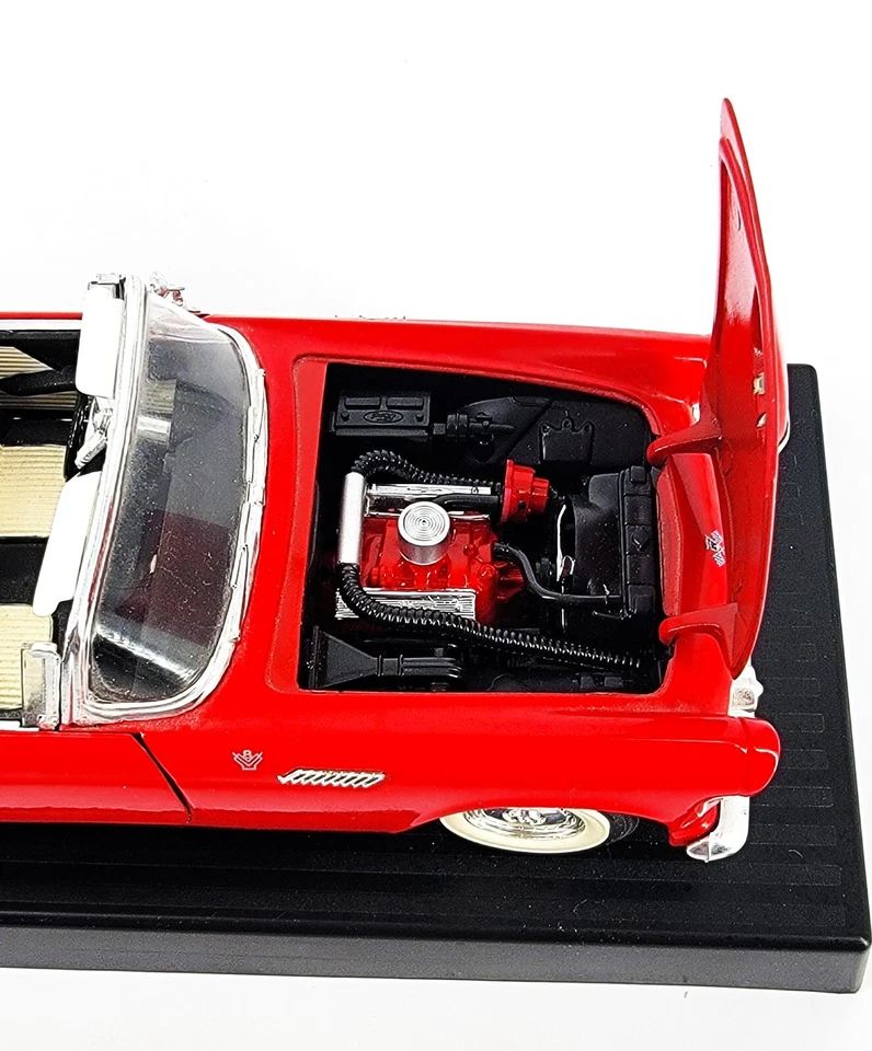 Ford Thunderbird 1955 Road Legends escala 1/18 fundido a presión rojo negro blanco en base Foto 2 de 4