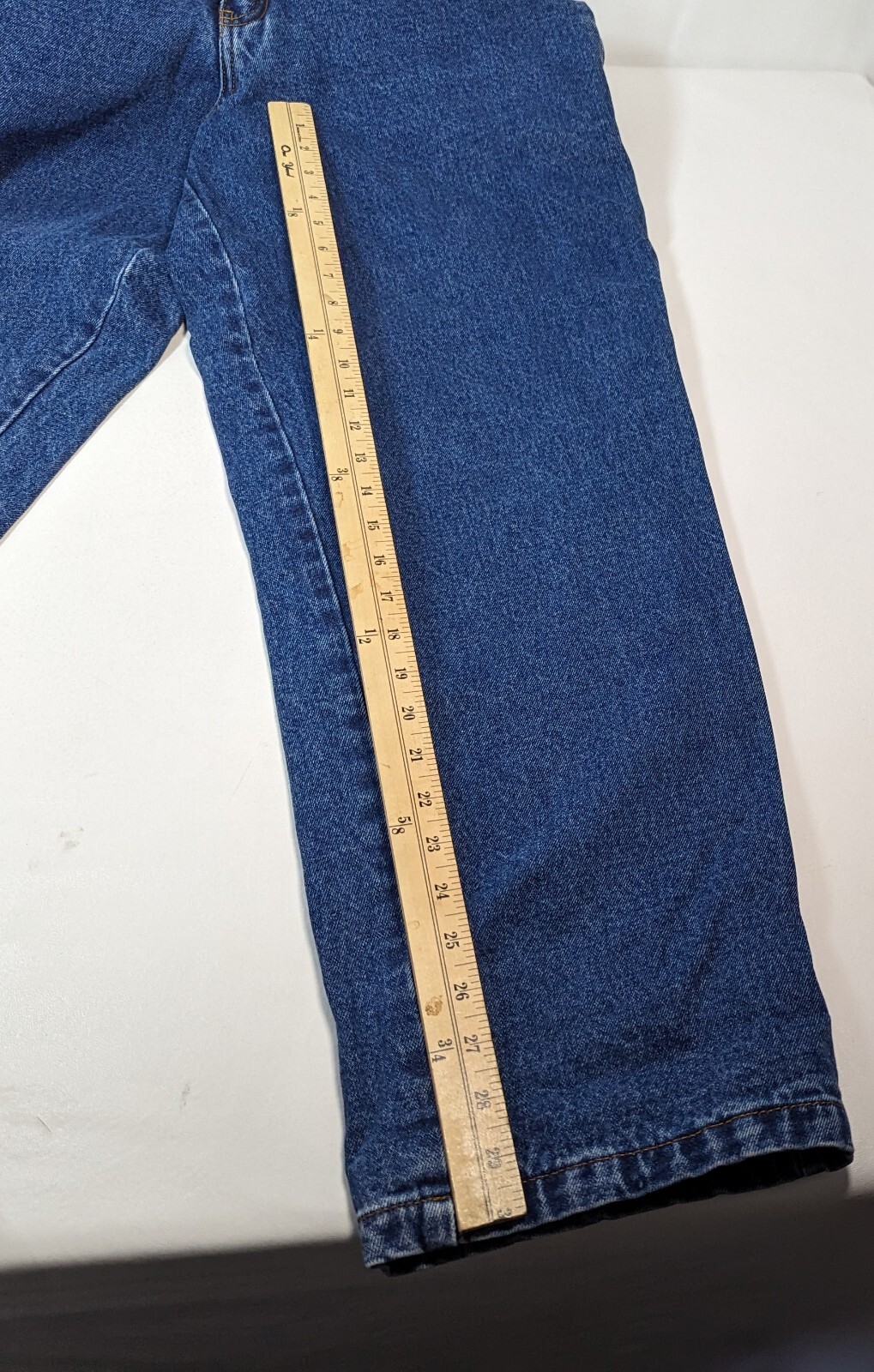 Cabela's Jeans Womens Size 14 Straight Flannel Lined Blue Solid Cotton Blend 