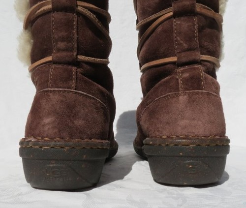 UGG AUSTRALIA Mujer US 8 EU 39 Marrón Cuero Piel de Oveja Botas Altas con Cordones - Imagen 7 de 10