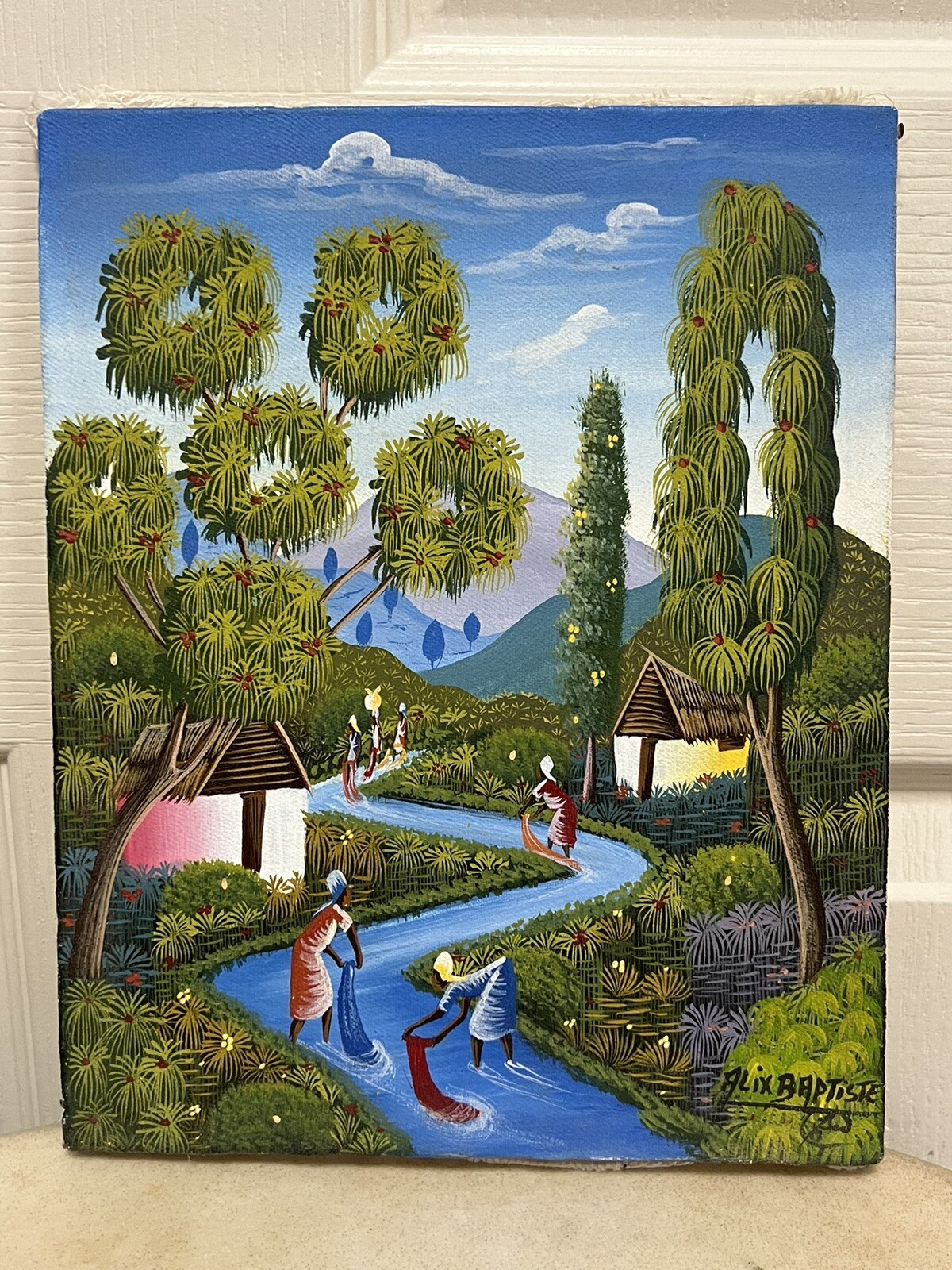 Alix Baptiste 1998 Untitled Acrylic on Canvas Original Painting 8" x 10