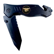 Navy Seal Team 6 Naval Special Warfare Trident Pocket Knife 3-in-1 Rescue tool