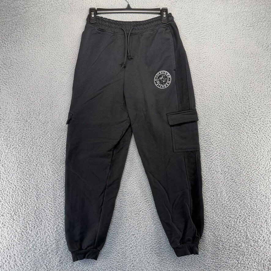 Gymshark Men's XS Black Cuffed Cargo Joggers - Fitness Gym Logo Sweatpants for Active Lifestyles-image