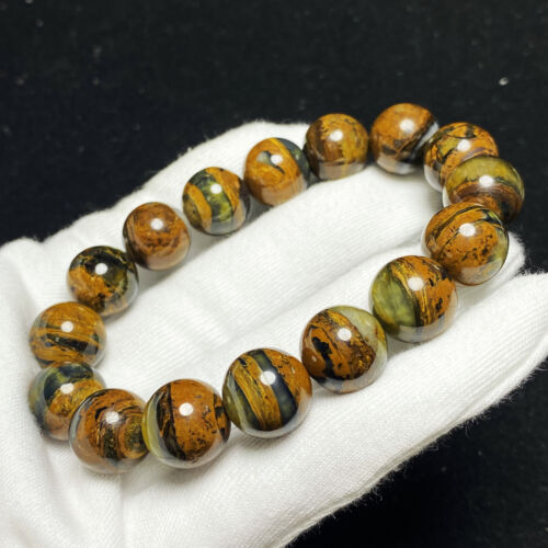 14.5mm Natural Yellow Pietersite Namibia Gemstone Beads Bracelet AAA C1395 - Picture 8 of 11