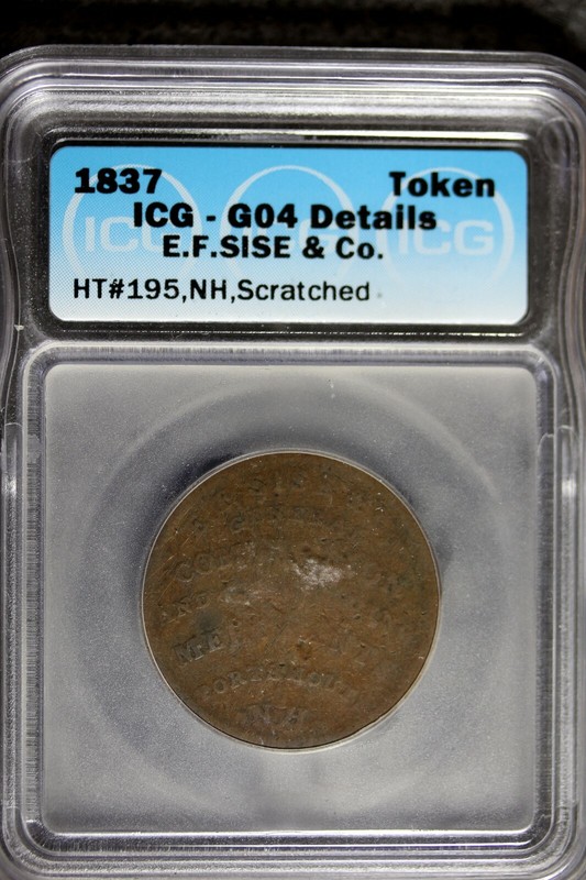 1837 - ICG G04 DETAILS E.F. SISE & CO. CIVIL WAR TOKEN!!  #B23874