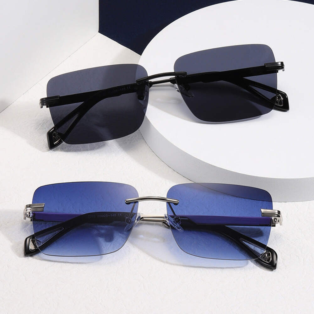 Retro Frameless Square Sunglasses for Men and Women, UV400 Protection