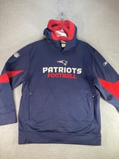 New England Patriots Hoodie Men  s Large Blue Pullover Sideline Embroidered Lined