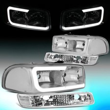 For 1999-2007 Gmc Sierrayukon Pair Led Drl Headlightbumper Lamps Chromeclear
