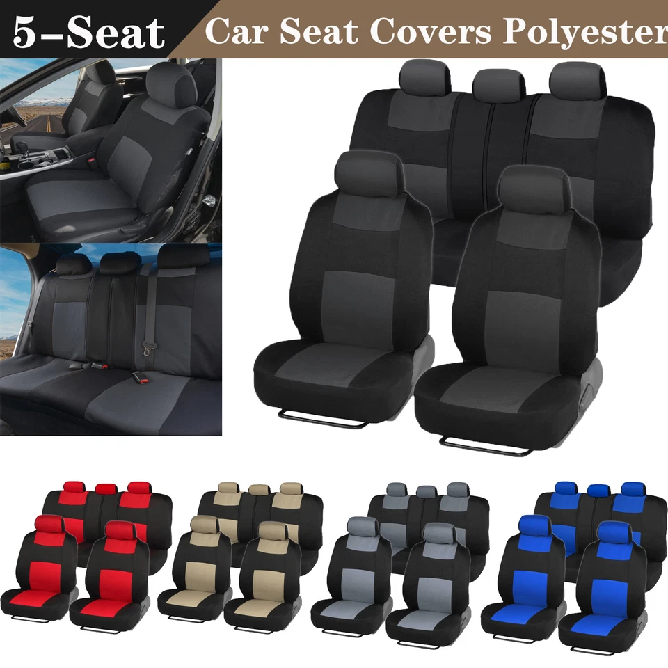 For Hyundai Santa Fe Car Seat Covers Full Set Polyster 5-Seat Cushion w/ Zipper Foto 2 de 4