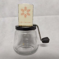 Androck Nut Chopper White Red Glass Jar
