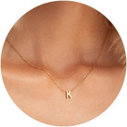 18K Gold Plated Tiny Initial Necklace, Personalized Letter Jewelry for Women
