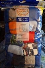 10 Value Pack Boys Wonder Nation Boxer Briefs Size M 8 Cotton New
