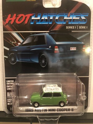 Miniature 1/64 Austin Mini Cooper S 1965 Greenlight - Hot Hatches, Vert Et Blanc, Neuve Sous Blister