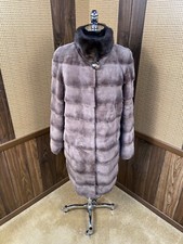 Stroller Length 38" Brown Sheared Beaver & Mink Collar Fur Coat Medium 6 - 8