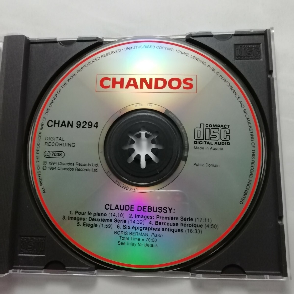 Debussy: Pour le Piano; Images; etc., Boris Berman. Austria 1994 Chandos – CHAN 9294 Debussy: Pour le Piano; Images; etc., Boris Berman. Austria 1994 Chandos – CHAN 9294