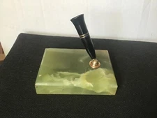 Antique Wahl Eversharp Green Marble Fountain Pen Holder 1930 Celluloid Taper 14k