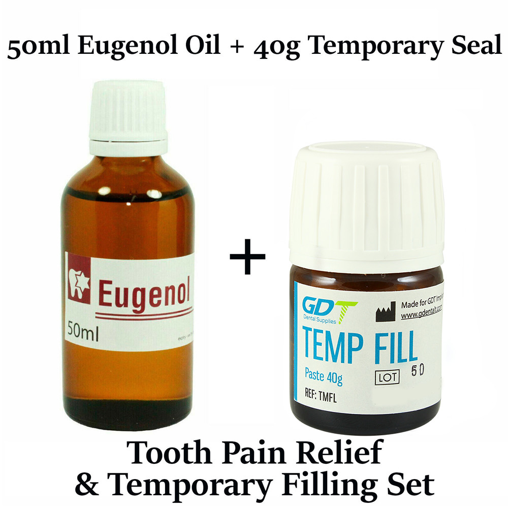 Dental emergency toothache broken tooth pain relief eugenol + temporary filling