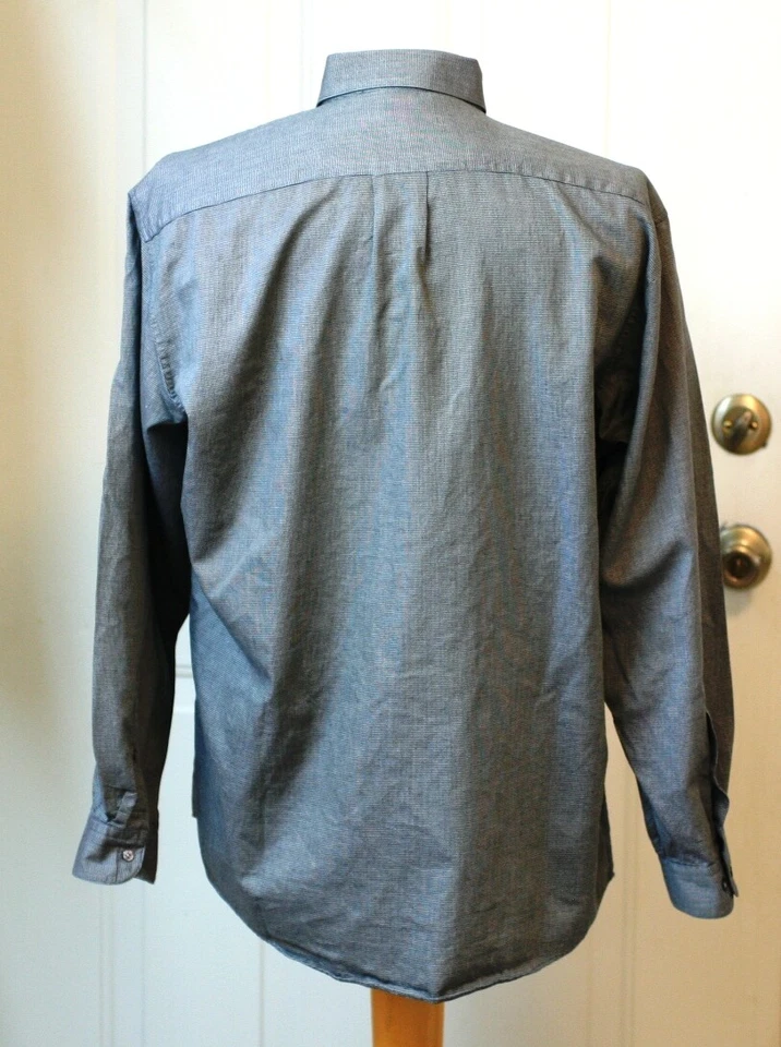 Camisa de vestir para hombre Perry Ellis Portfolio 16 1/2-34/35 gris texturizado 100 % algodón  Foto 4 de 4