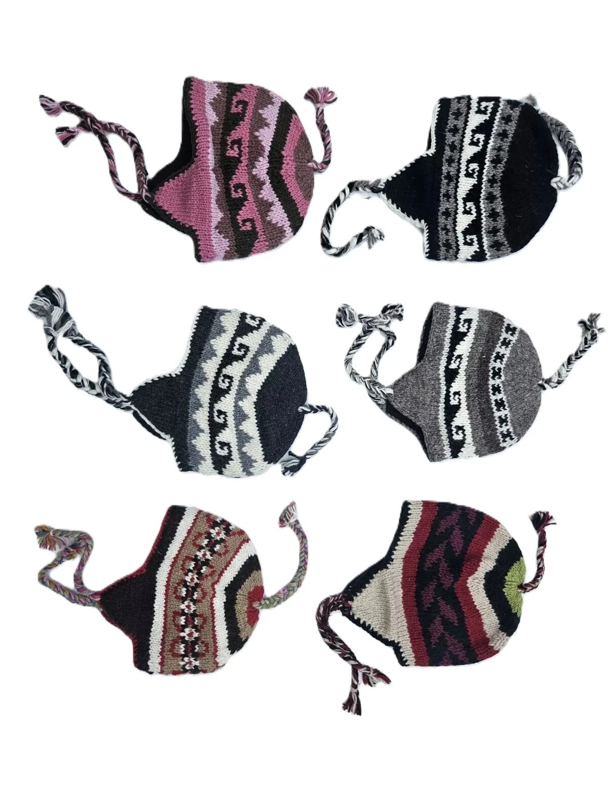 6 Pieces Woolen Hats : Insulated Fleece Lining Handmade Hat