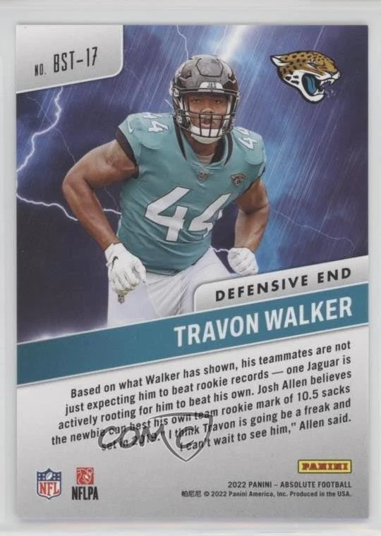 2022 Panini Absolute By Storm Spectrum Blue /50 Travon Walker #BST-17 Rookie RC - Image 2 of 2