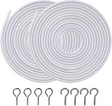 OOTSR 2 Pack White Curtain Wire, Plastic Coated Window Curtain Wire, Picture Ha