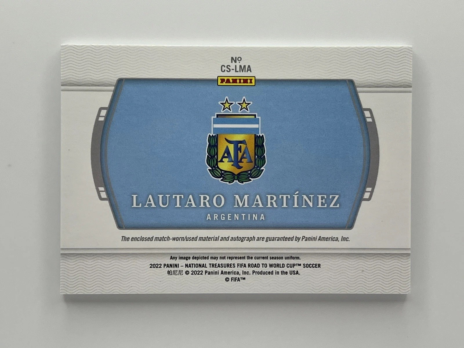 2022 National Treasures WC Lautaro Martinez Auto Patch /25  view 2