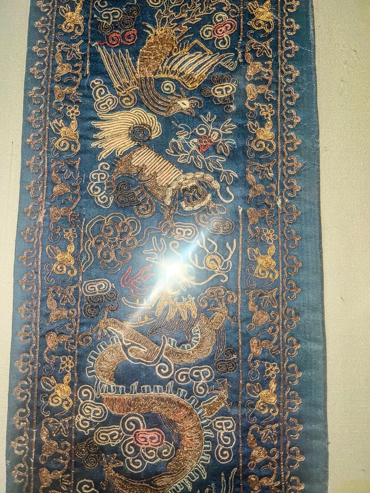 Blue Emperors Gown China 17th Century Gold Thread On Silk - Image 2 of 4