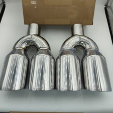Chrome Staggered Quad Exhaust Tips 4 Out 2.5 In Dual Wall Angle Cut Lr Usa