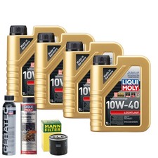 Motoröl 10W40 LIQUI MOLY Leichtlauf 4L +MANN Ölfilter +Spülung +Cera Tec