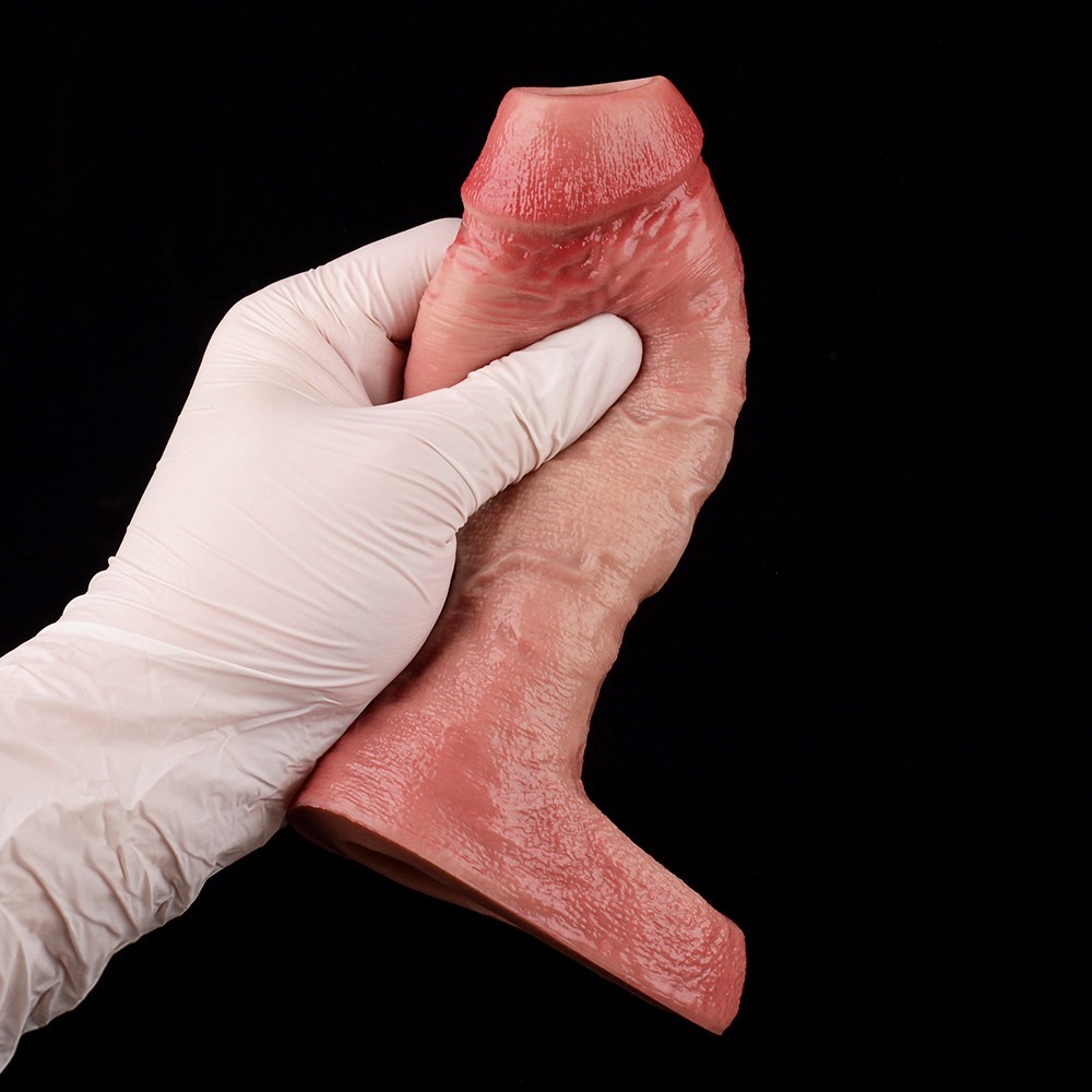 Open-ended Realistic Penis Sleeve With Inner Thread Silicone Enlarge Sheath Men