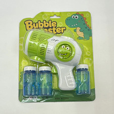 Dinosaur Bubble Gun Blaster Toy w/ 3 Bubble Solution