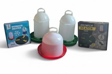 Chicken Coop Drinker Feeder Set New 2 Feeders 1 Waterer 2 Waterer Heater Pads
