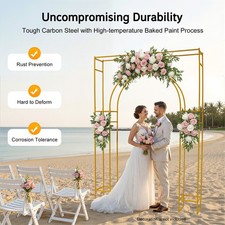 7.87ftGold Wedding Arch Backdrop Stand, Square Arch Double Metal Balloon Arch
